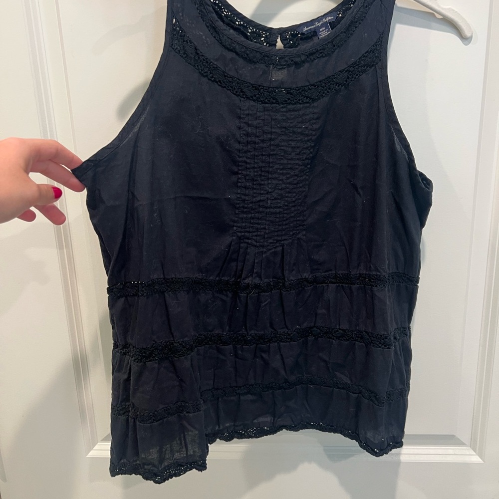 American Eagle Outfitters black lace tank top
